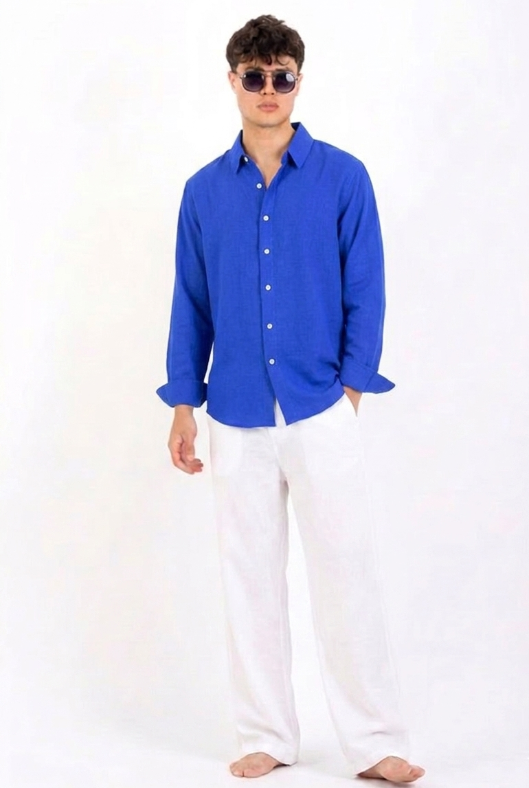 Blue linen shirt