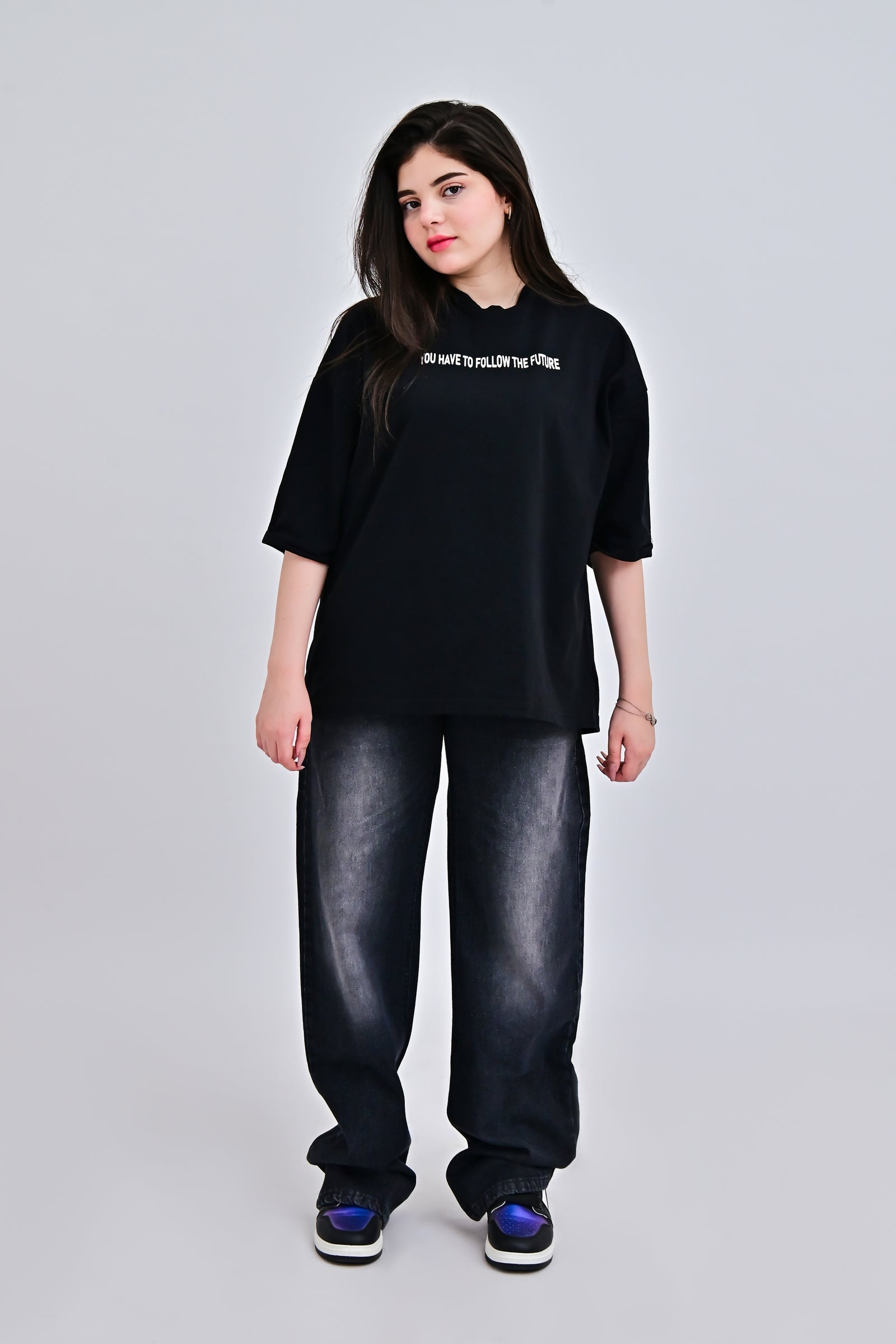 charcoal black Low Waist Straight leg