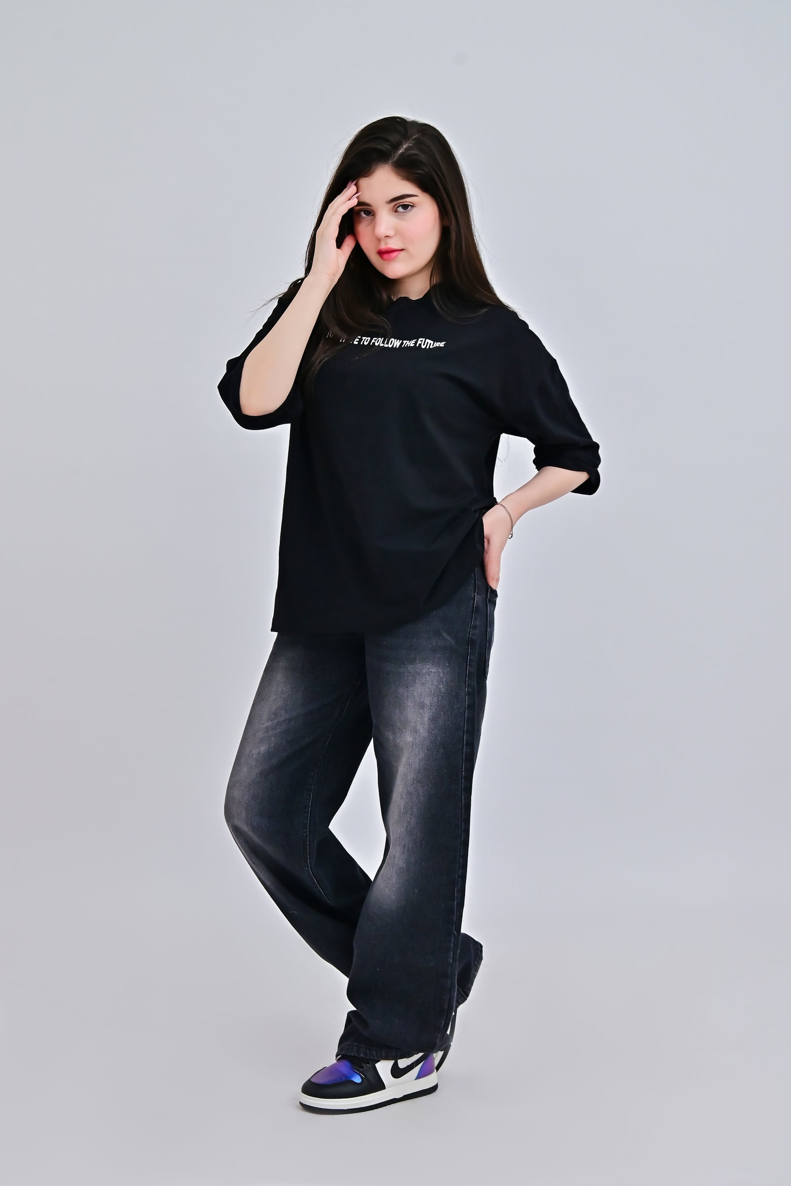 charcoal black Low Waist Straight leg