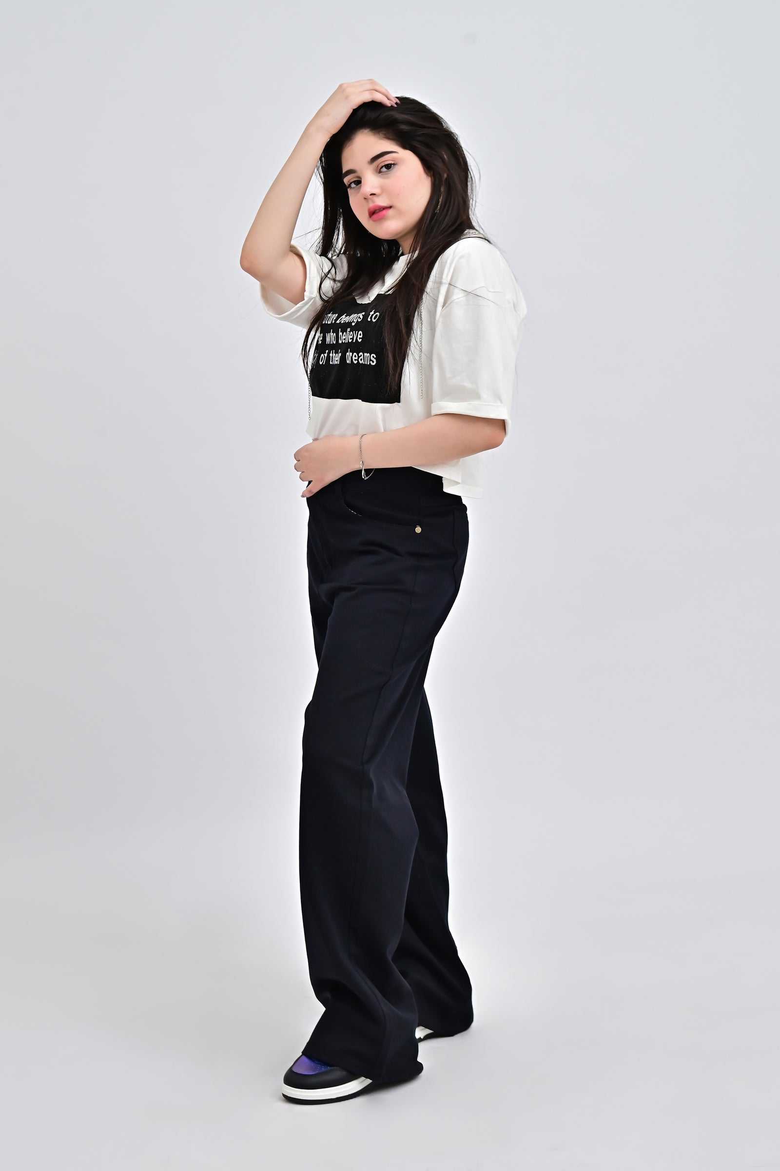 High waist wide leg black jeans