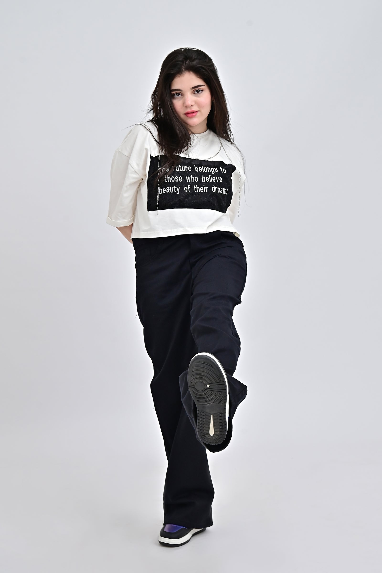 High waist wide leg black jeans