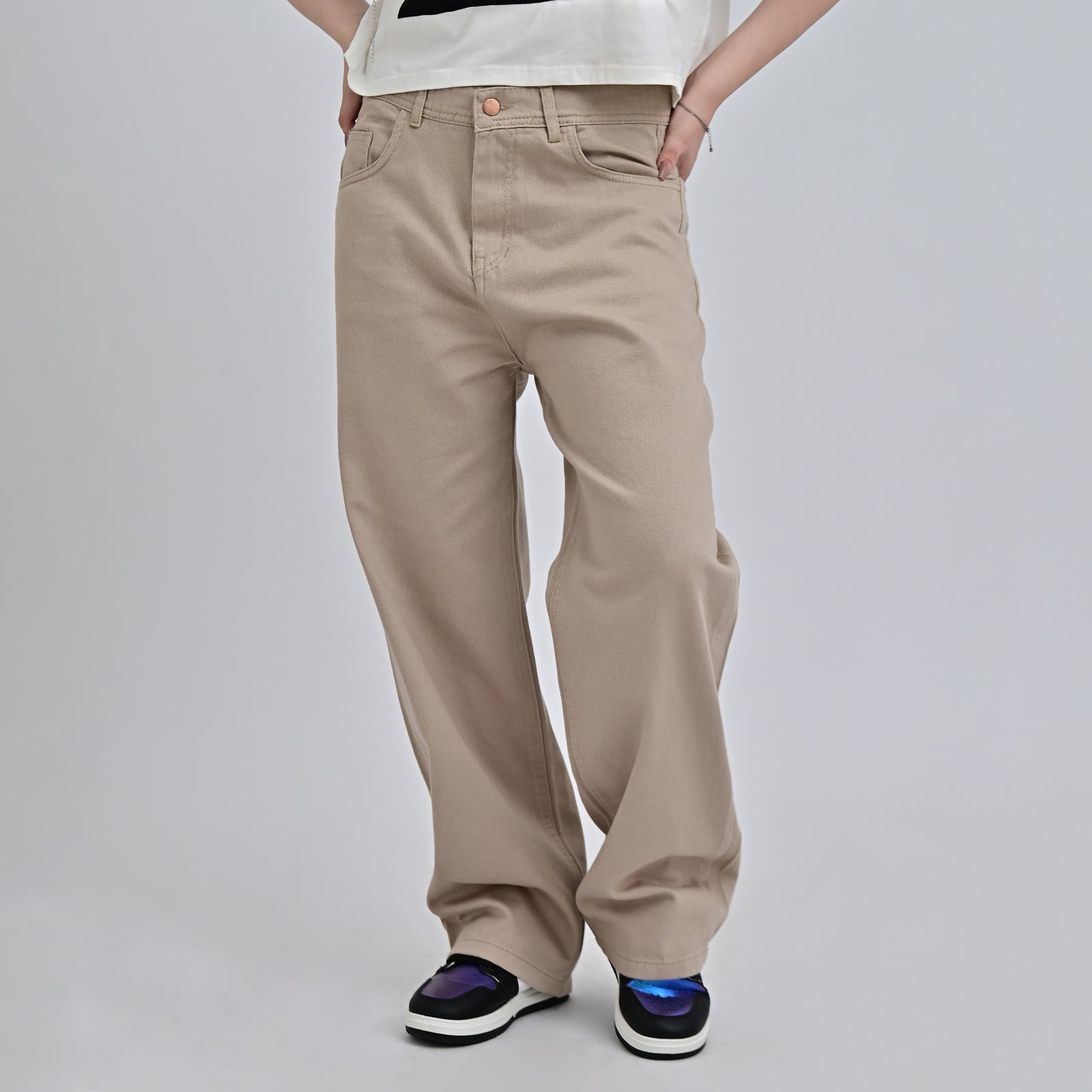 wide leg bege classic jeans