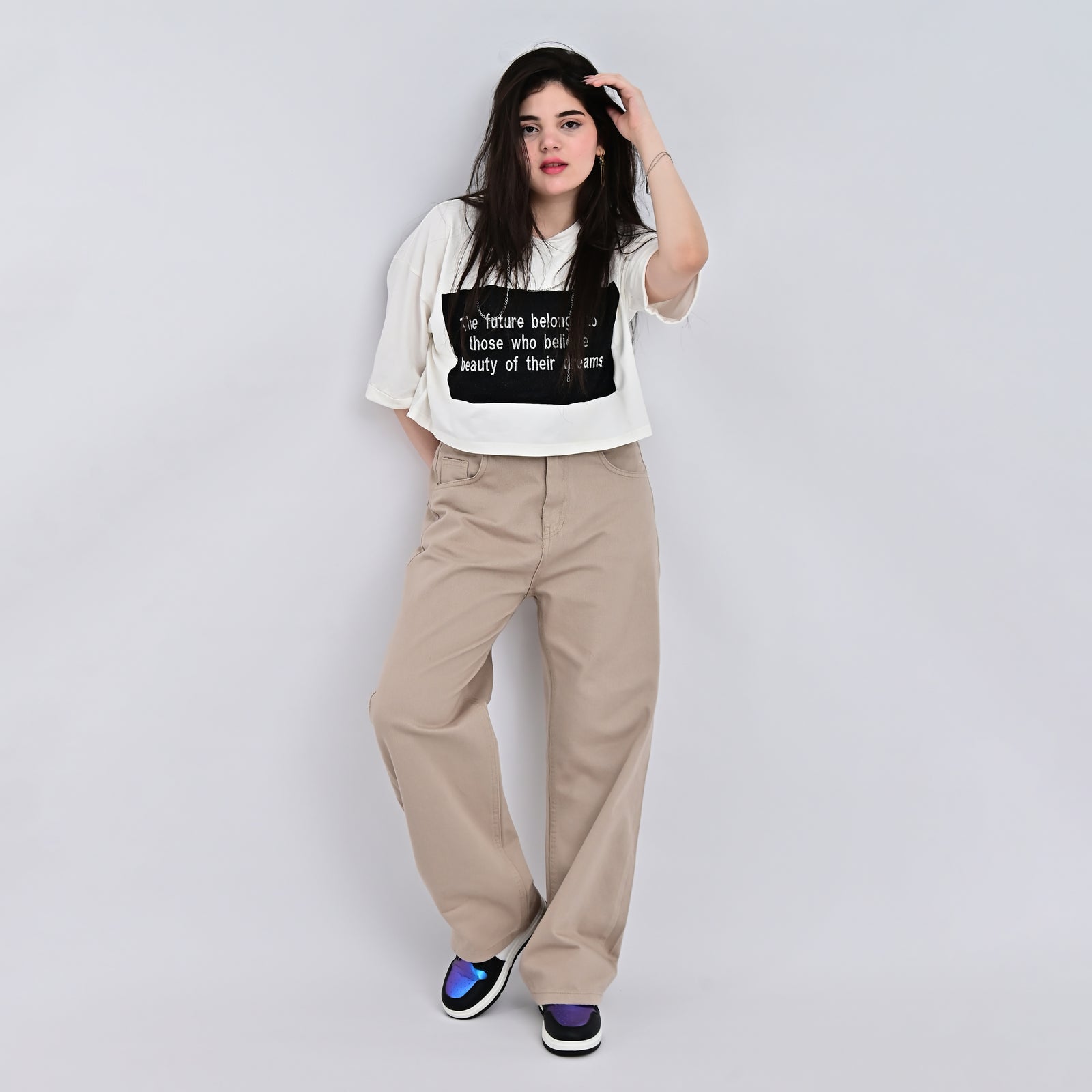 wide leg bege classic jeans