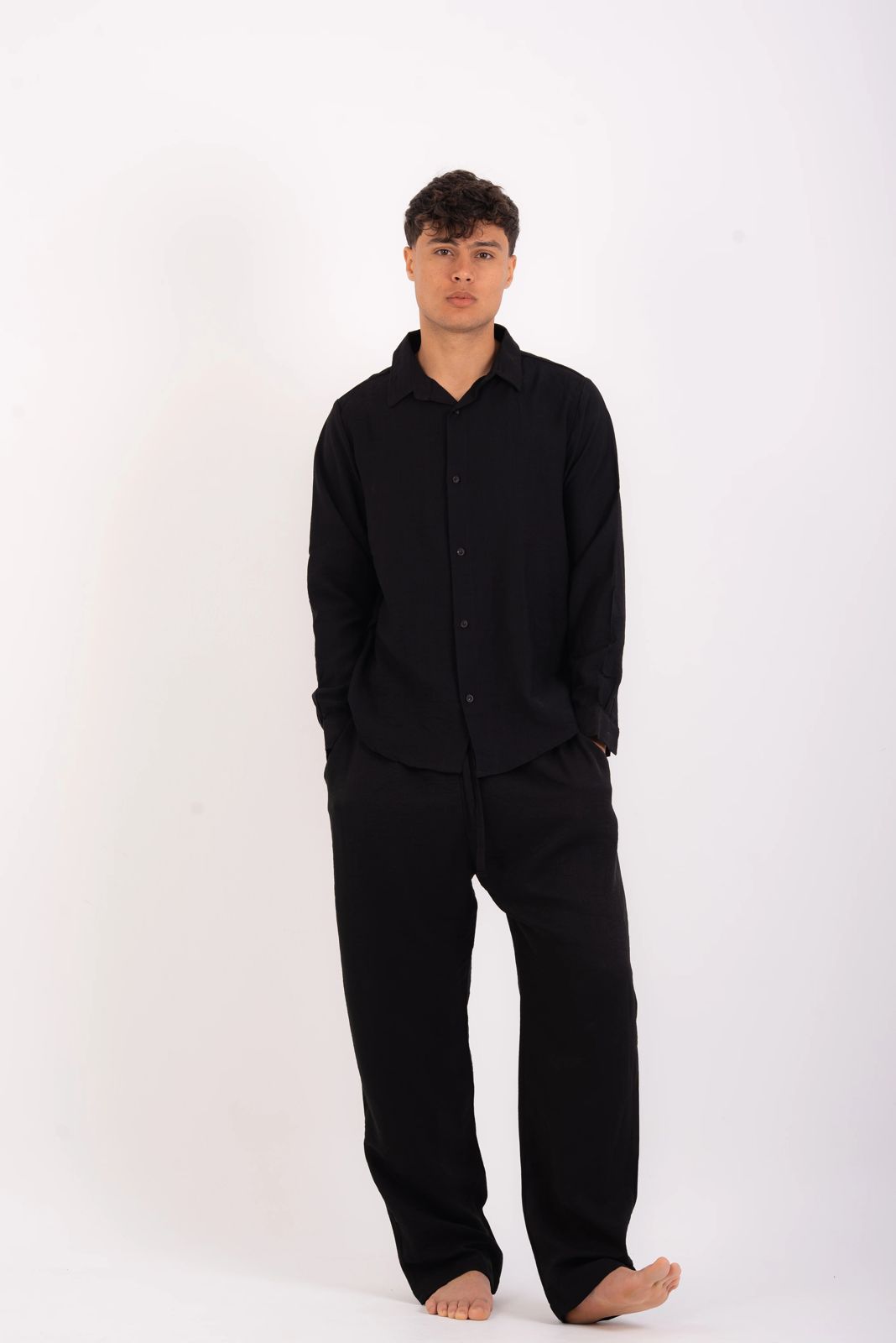 Black linen shirt