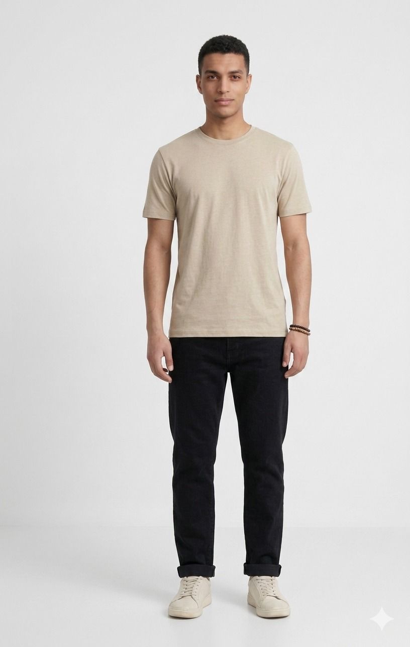 Beige cotton basic Tee