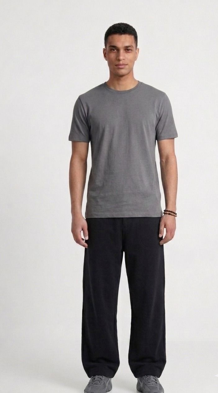 Grey cotton basic Tee